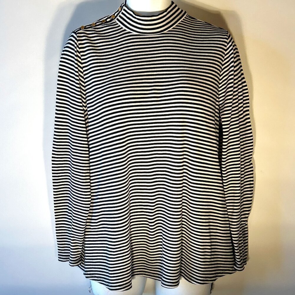 Lane Bryant SZ 18/20 Blk & White Stripe Sweater Parisian Capsule Preppy Academia
